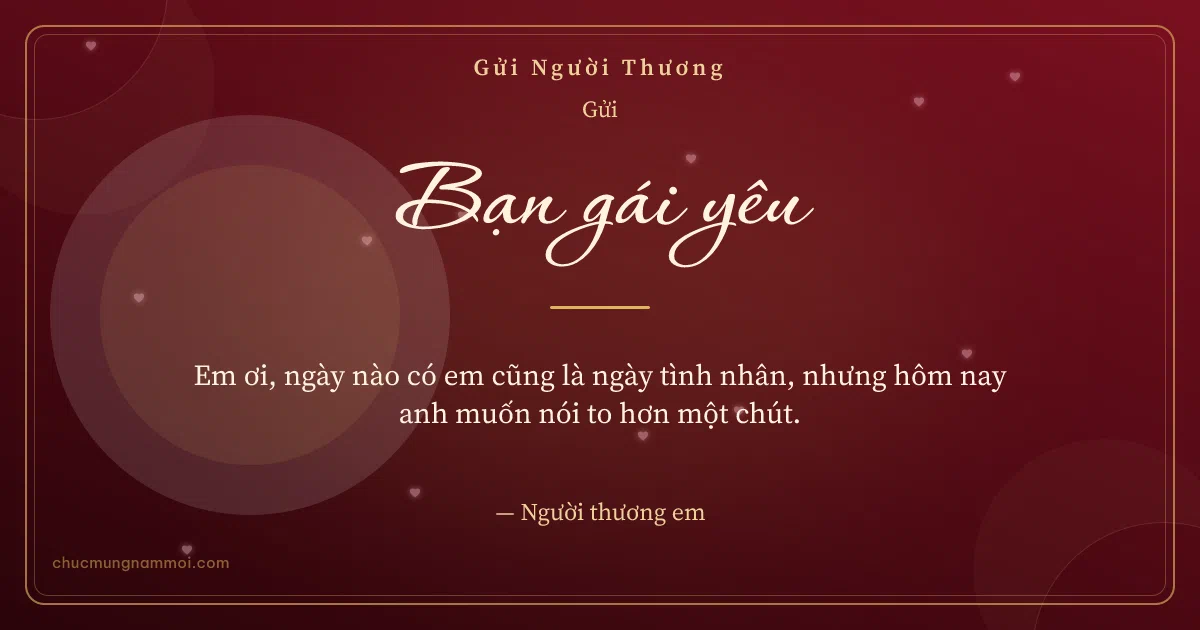 Thiệp ngày Tình nhân cho bạn gái: Vòng tròn lớn ngày lễ tình nhân. Em ơi, ngày nào có em cũng là ngày tình nhân… (Bản ngang)