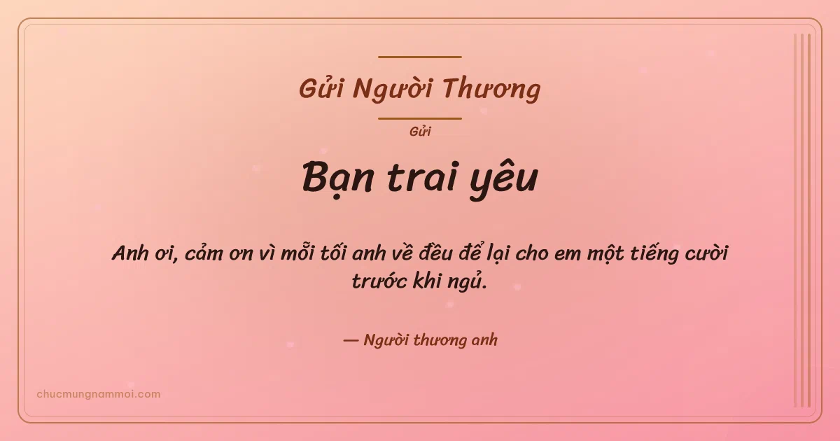 Thiệp ngày Tình nhân cho bạn trai: Trái tim hồng ngày lễ tình nhân trên nền hồng san hô. Anh ơi, cảm ơn vì mỗi tối anh về đều để lại cho em… (Bản ngang)