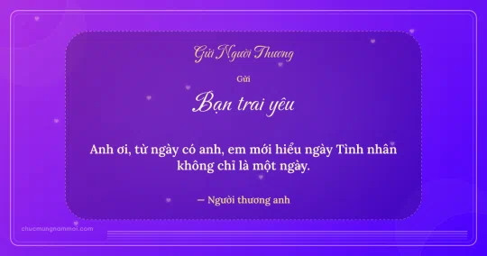 Thiệp ngày Tình nhân cho bạn trai: Trái tim hồng và sọc mảnh trên nền tím thạch anh