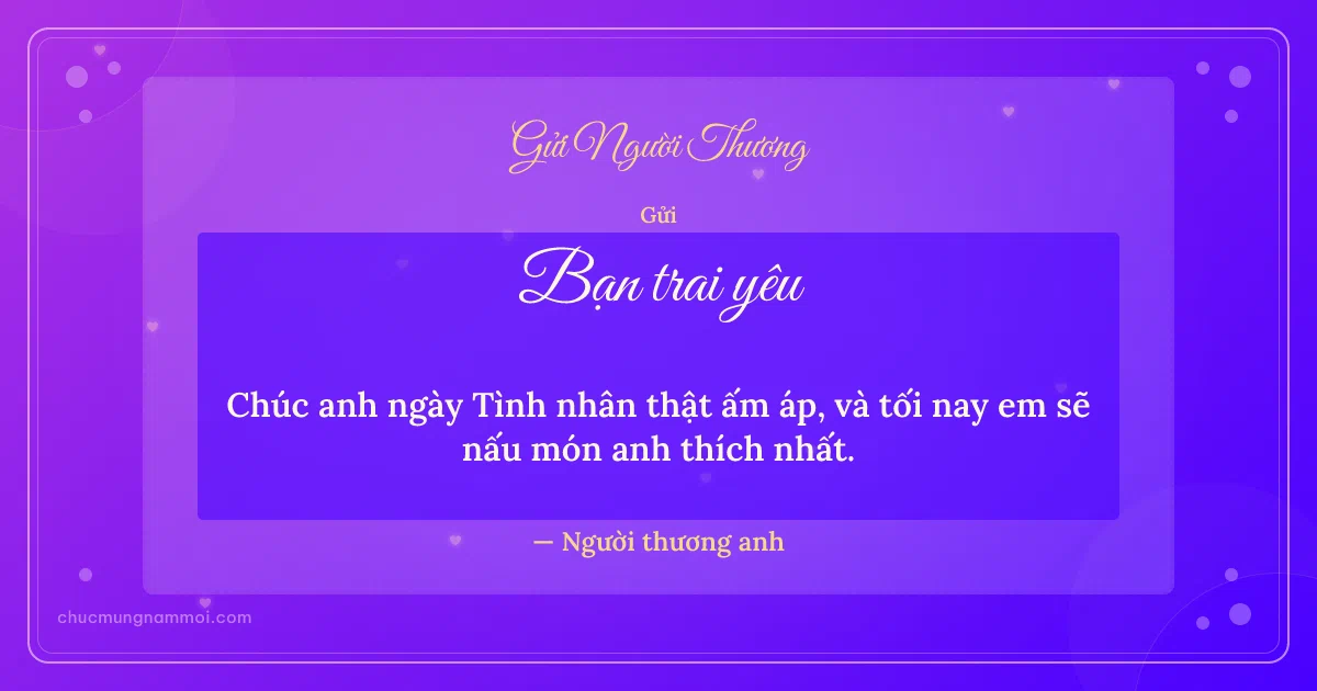 Thiệp ngày Tình nhân cho bạn trai: Trái tim hồng ngày lễ tình nhân. Chúc anh ngày Tình nhân thật ấm áp… (Bản ngang)