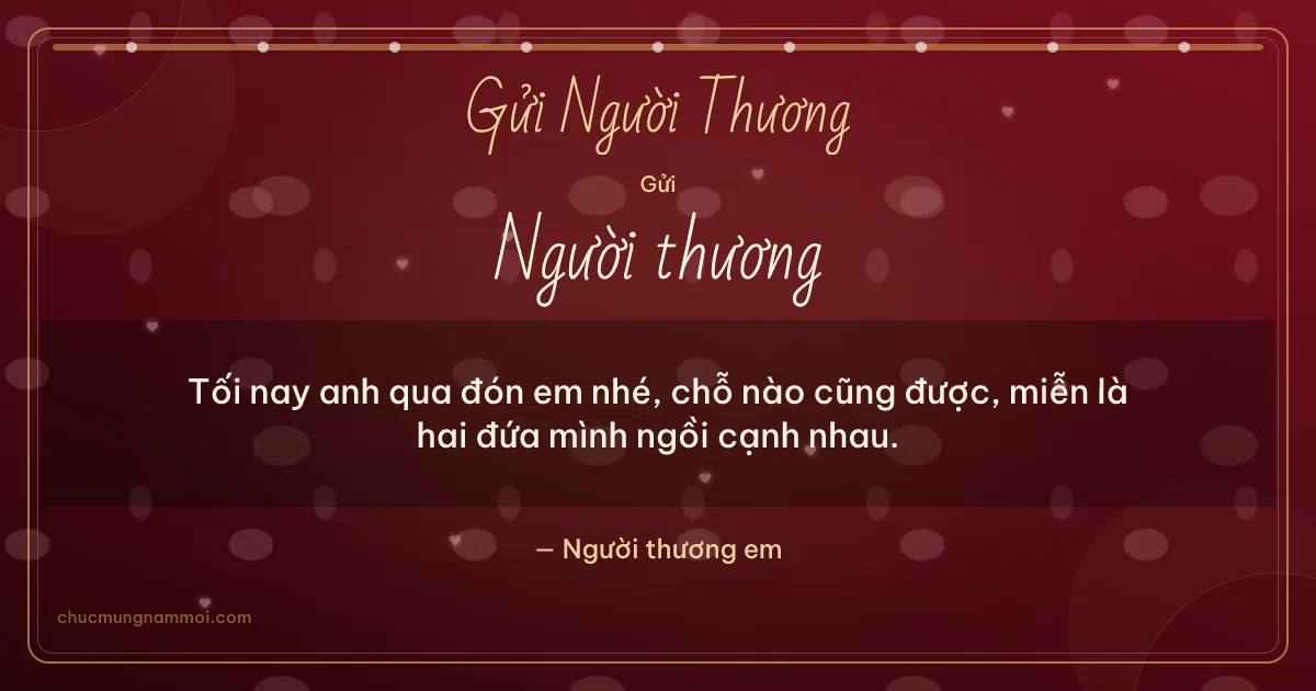 Thiệp ngày Tình nhân cho người yêu: Trái tim hồng ngày yêu thương. Tối nay anh qua đón em nhé, chỗ nào cũng được… (Bản ngang)