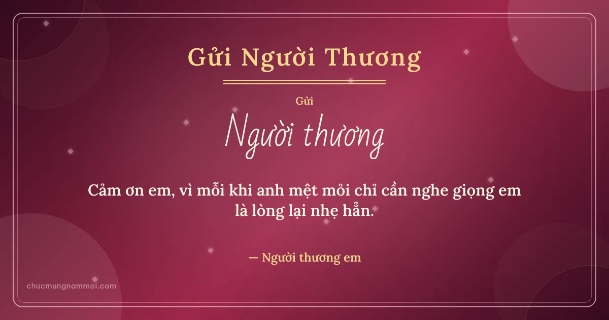 Thiệp ngày Tình nhân cho người yêu: Kim tuyến trên nền hồng đào. Cảm ơn em, vì mỗi khi anh mệt mỏi chỉ cần nghe giọng em… (Bản ngang)