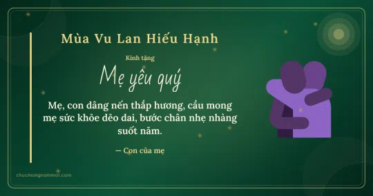 Thiệp Vu Lan cho mẹ: Cái ôm trên nền lục bảo