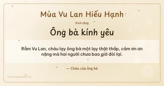Thiệp cho ông bà: Kim tuyến mùa Vu Lan trên nền ngà kem